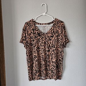 Nine West Animal Print V-Neck Top